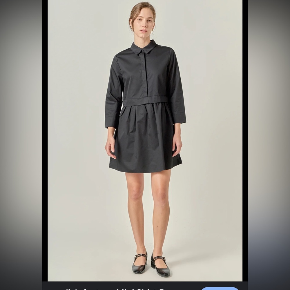 English Factory NEW Black Mini Shirt Dress Cotton Size‎ Medium